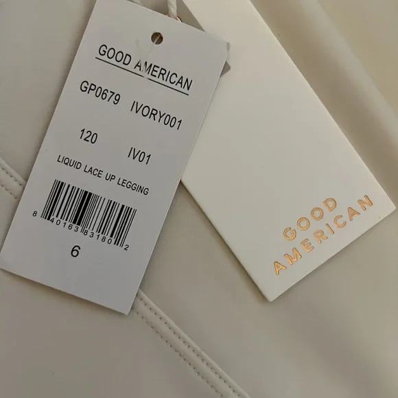 NWT Good American Bombshell Leggings in Ivory with Lace Up Fly in 6 (3X) - Picture 5 of 10